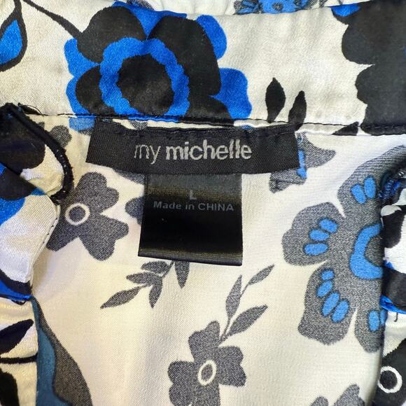 VTG My Michelle y2k Large satin white blue floral babydoll whimsygoth coquette - Picture 5 of 8